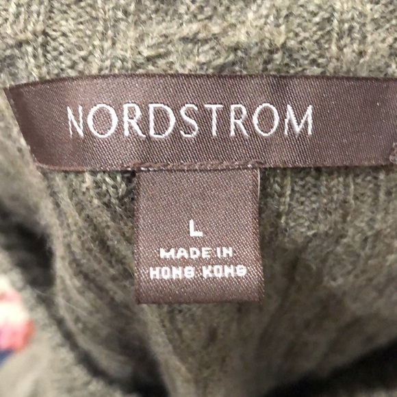 Nordstrom Sweater Vest Size Large Green Extra Fine Merino Wool Cable Knit - Picture 6 of 7